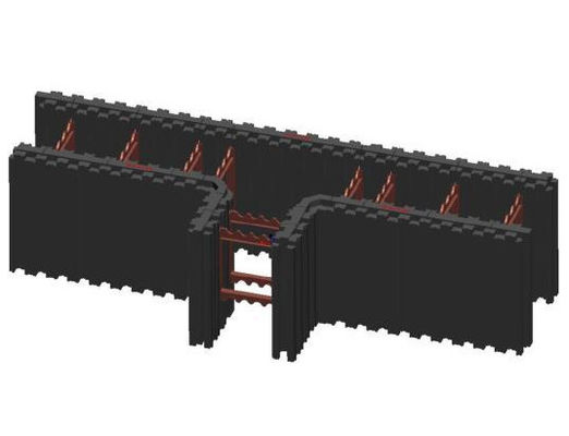 Porcellana Il calcestruzzo isolato nero forma il bordo diritto 90 che l'angolo T modella i blocchetti di configurazione della parete di Icfs fornitore