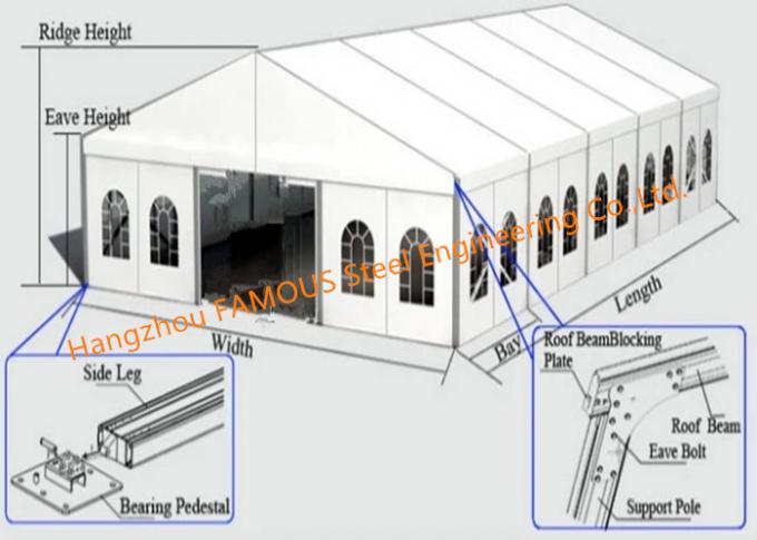 Rampicante capannoni ad intelaiatura d'acciaio antivento all'aperto del tetto del PVC delle tende di stoccaggio della lega per caratteri 0