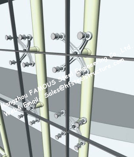 Dell'acciaio inossidabile dell'aletta ragno completamente che misura parete divisoria di vetro Frameless per la sala d'esposizione 1